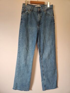 Zara The '90s Full Length Jeans High Rise Wide Leg Size 8 EUC Retro Clean Girl